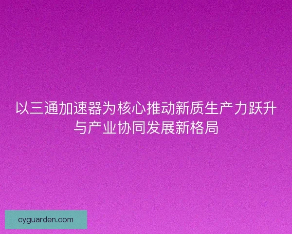 以三通加速器为核心推动新质生产力跃升与产业协同发展新格局
